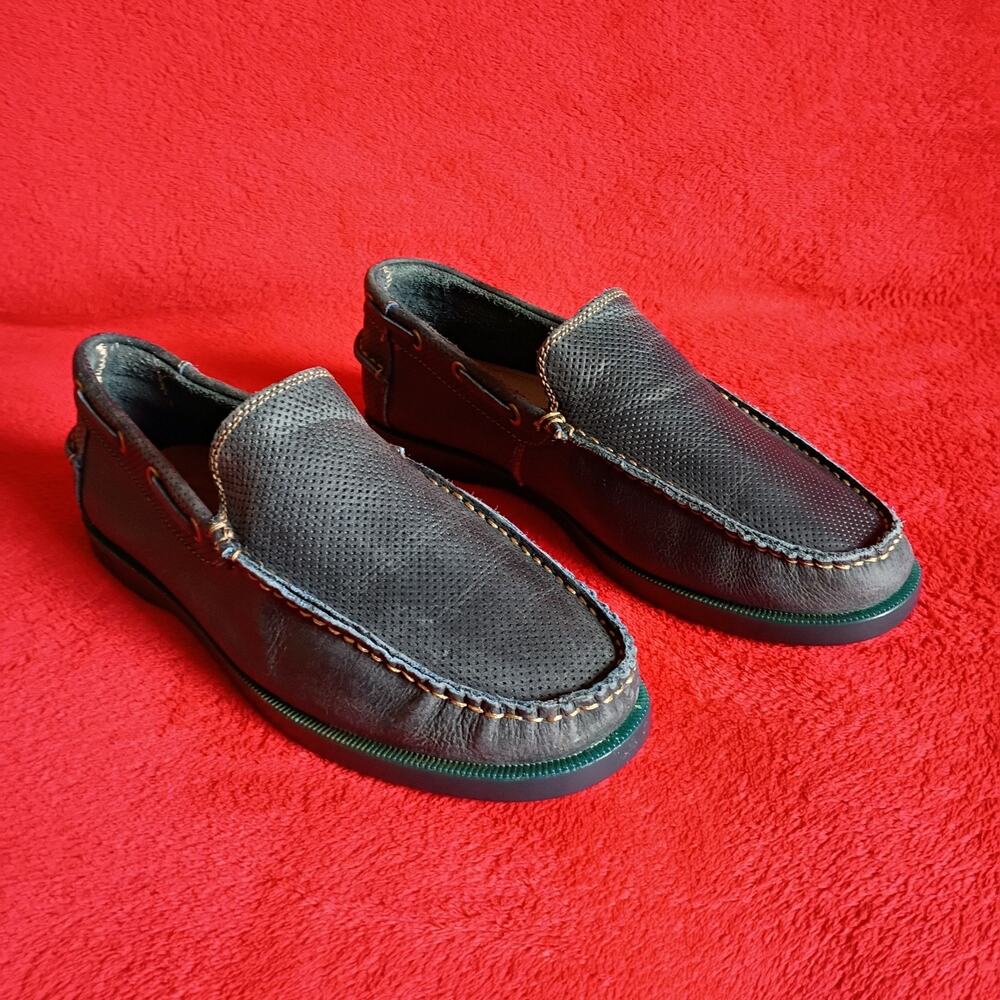 Bed Stu Leather Slip-On Casual Loafer Shoes Mens 9.5 Handmade Green Driving Mocs
